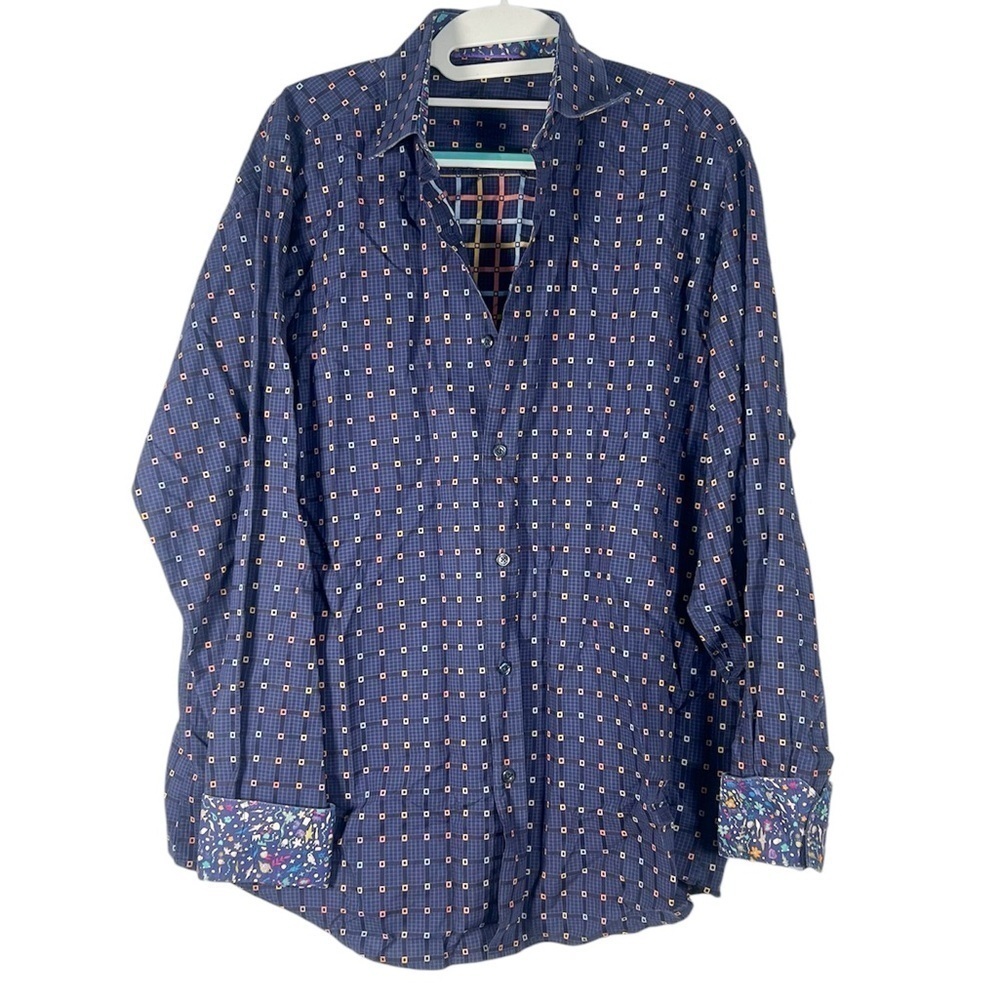 Bugatchi Oumo Printed Button Down Men’s Dress Shirt Large